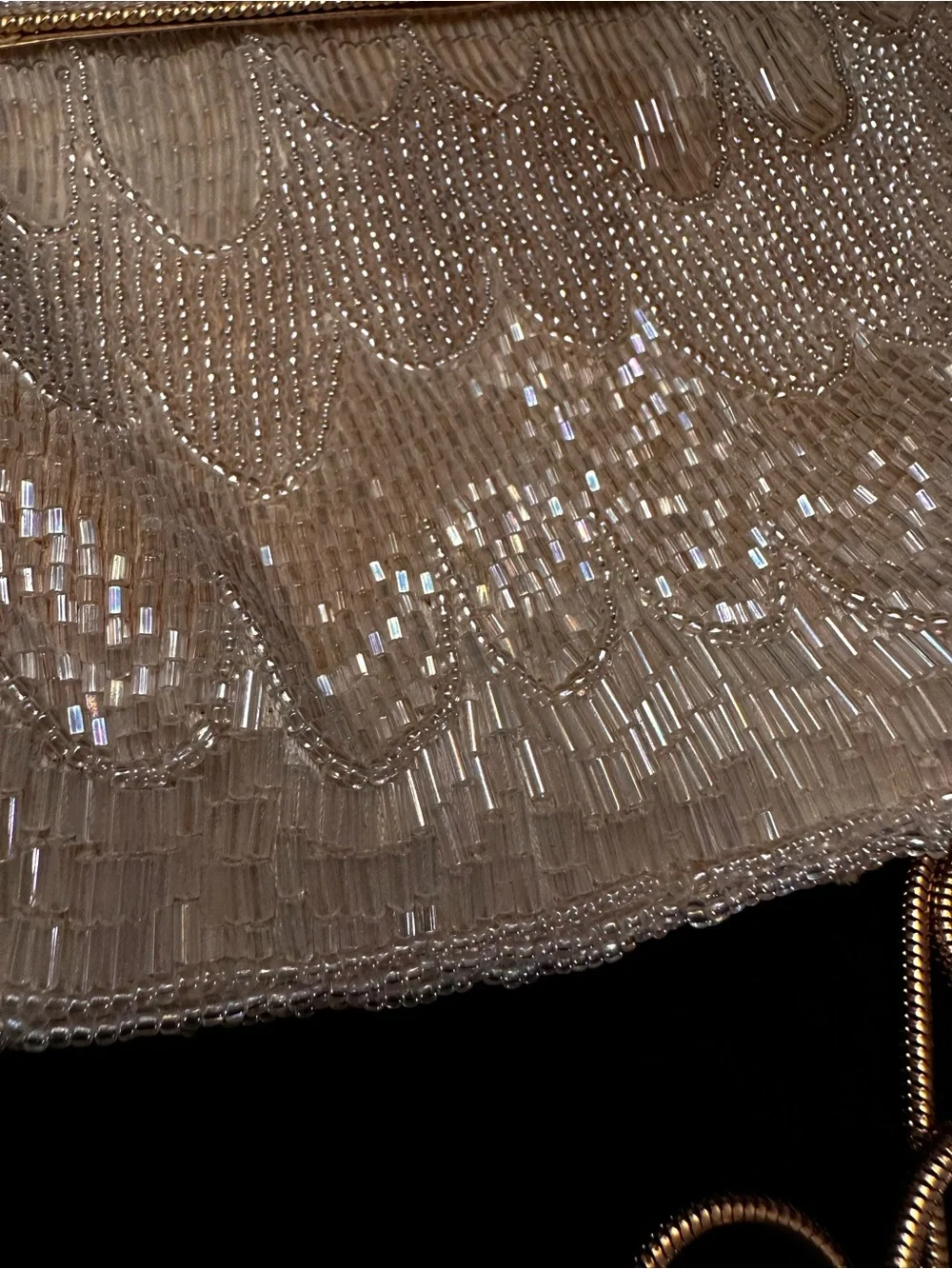 Vintage Carla Marchi Beaded clutch with Gold tone Snake Chain/AS IS